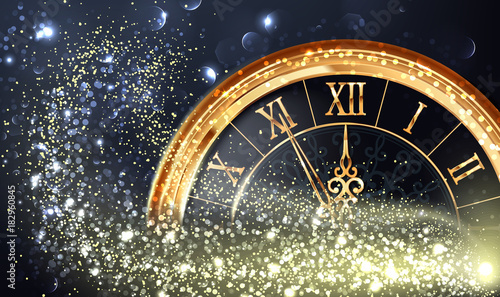 Happy New 2018 Year Background with Clock