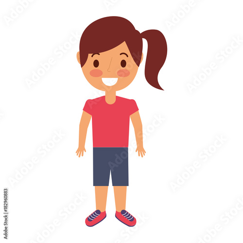 cute young girl child happy cartoon vector illustration