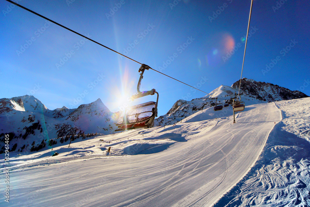 Fototapeta premium Early morning in ski resort