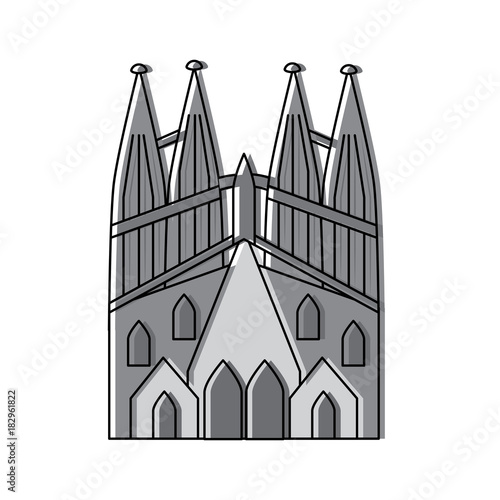 sagrada familia gaudi basilica temple church in barcelona spain vector illustration