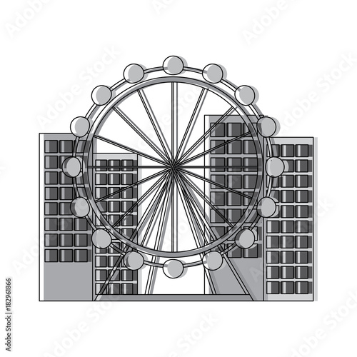 barcelona attraction ferris wheel landmark tourism vector illustration