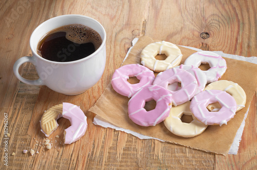 Coffee and cookies with icing