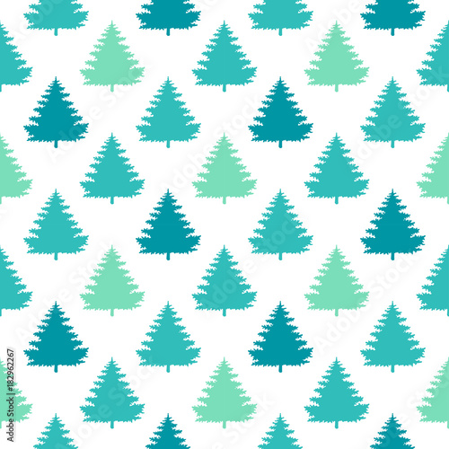 Winter Holiday vector background with snow, Christmas tree.