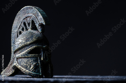 Photography roman helmet on a black background