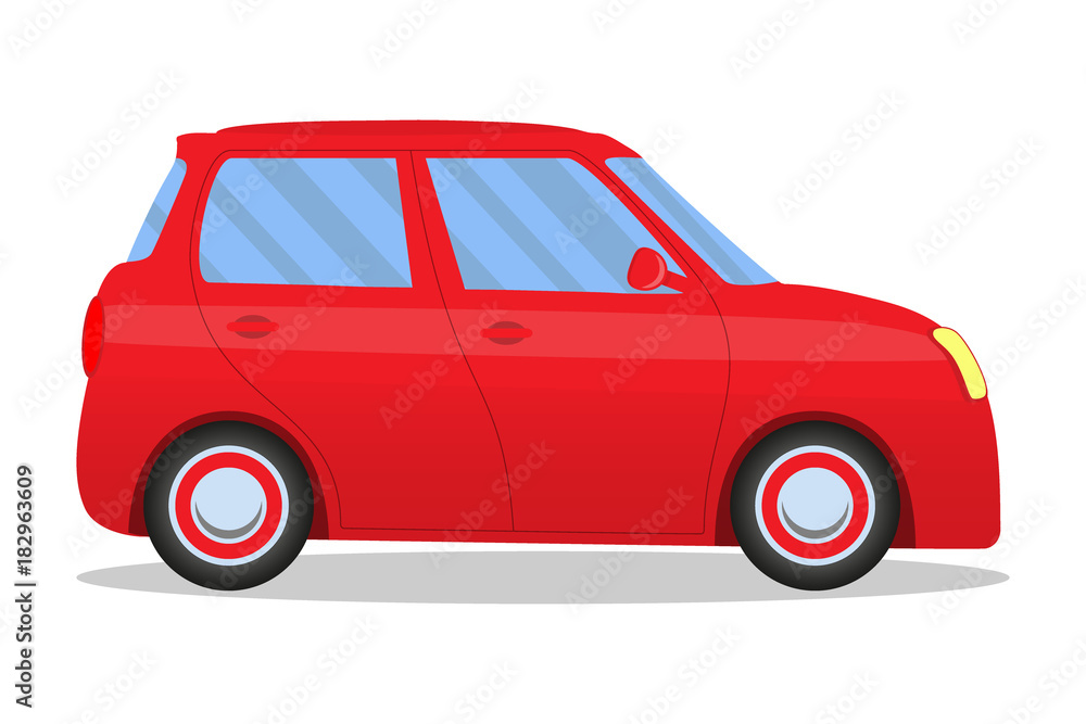 Cute cartoon car isolated on white background. Vector illustration.
