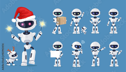 Funny Robot Set of Icons Vector Illustration photo