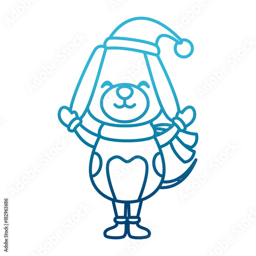 Christmas cute dog cartoon icon vector illustration graphic design © Jemastock
