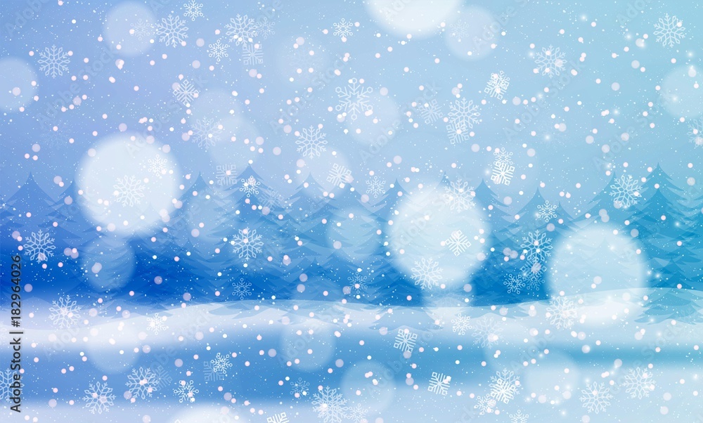 Backdrop with winter forest Backdrop with winter forest