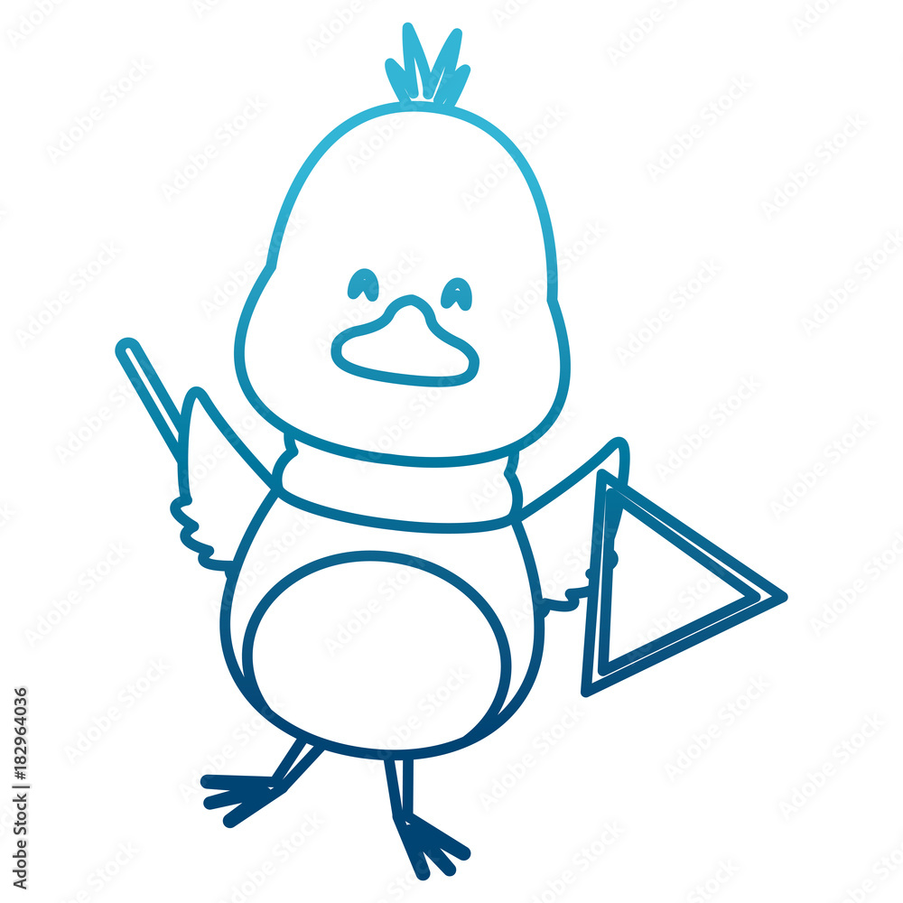 Cute bird with triangle music instrument icon vector illustration graphic design Cute bird with triangle music instrument icon vector illustration graphic design