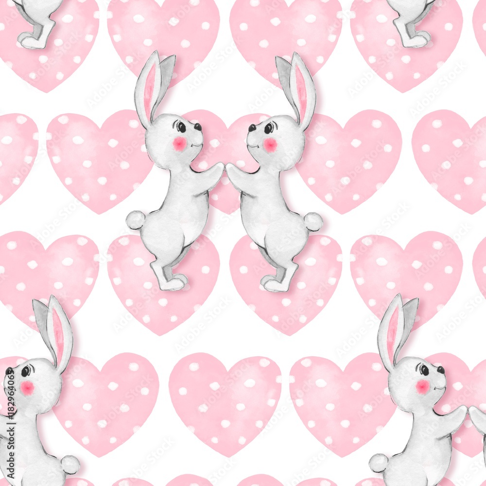 Seamless pattern with cartoon white rabbits 3 Seamless pattern with cartoon white rabbits 3