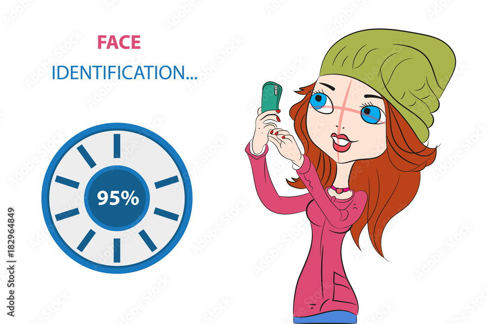 the girl scans your face to unlock your phone. the girl scans your face to unlock your phone.