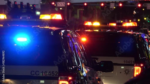 Las Vegas Strip at night - Police cars on duty