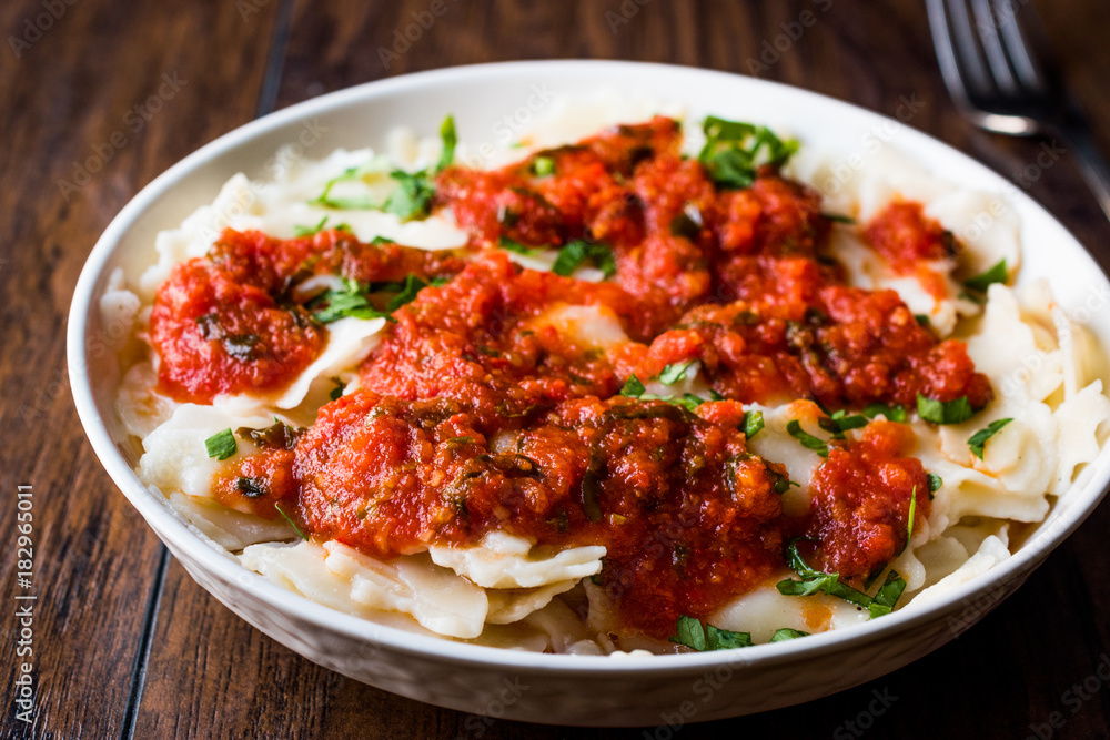Homemade Italian Ravioli with Tomato Sauce. Homemade Italian Ravioli with Tomato Sauce.