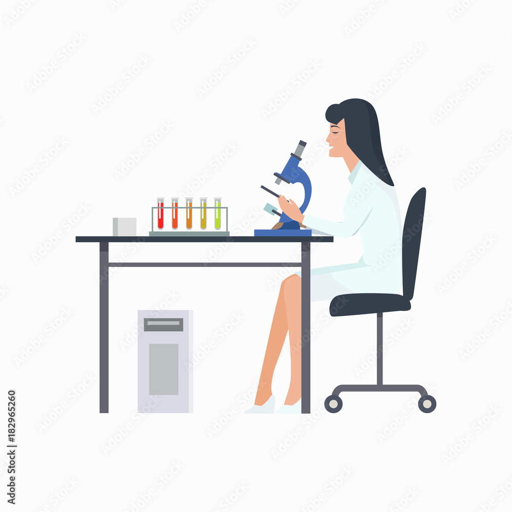 Woman Working in Laboratory Vector Illustration Woman Working in Laboratory Vector Illustration