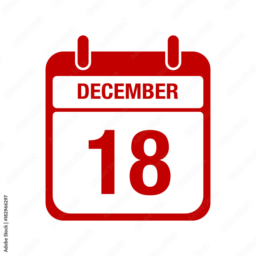 Fototapeta premium 18 december calendar red icon