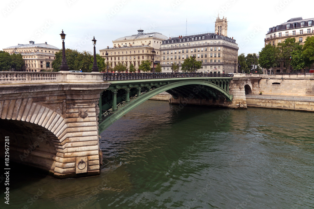 Paris (France). Notre Dame bridge over the Seine river in Paris