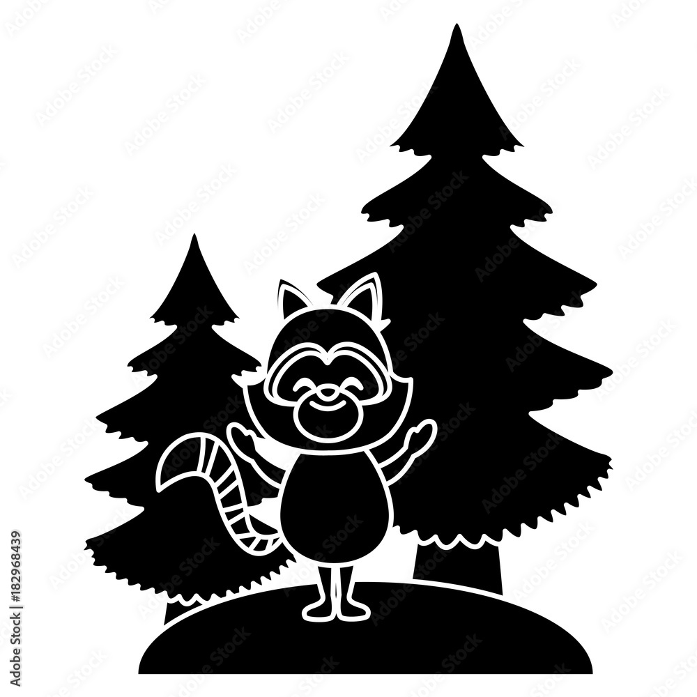 Fototapeta premium Fox with trees cartoon icon vector illustration graphic design