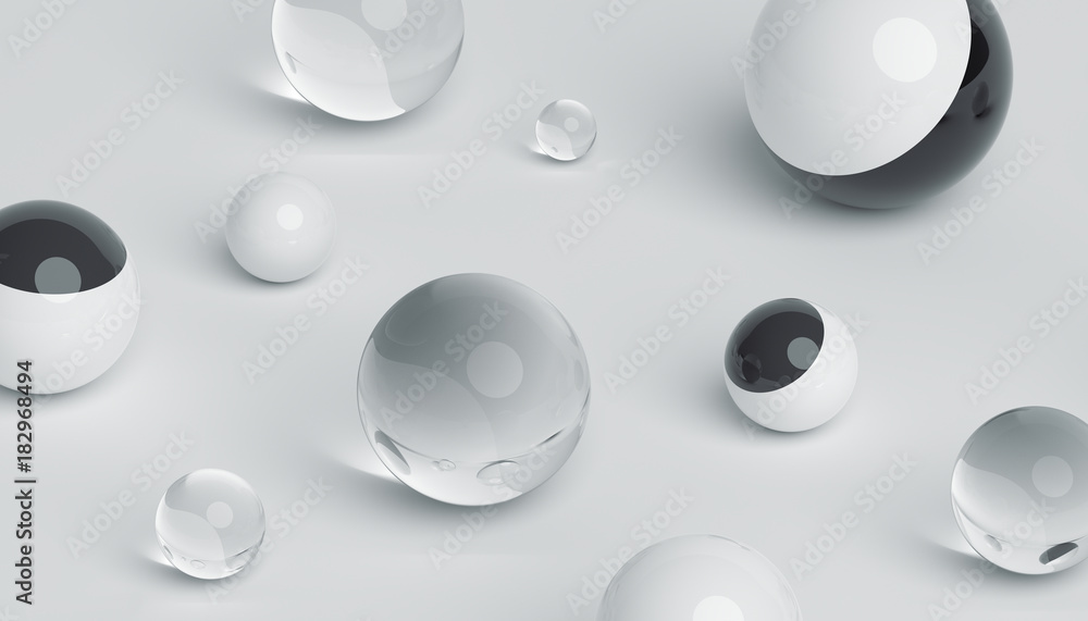 Abstract 3d rendering of geometric shapes. Composition with spheres. Modern background design for poster, cover, branding, banner, placard. Abstract 3d rendering of geometric shapes. Composition with spheres. Modern background design for poster, cover, branding, banner, placard.