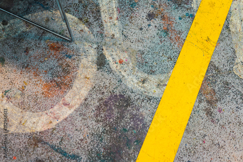 Concrete stained floor with line