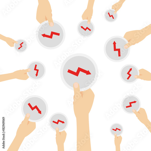 Hand hält Symbol - Abstieg