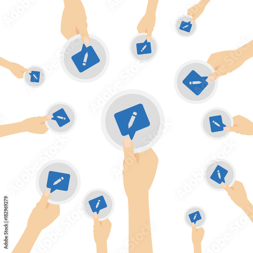 Hand hält Symbol - Nachricht schreiben