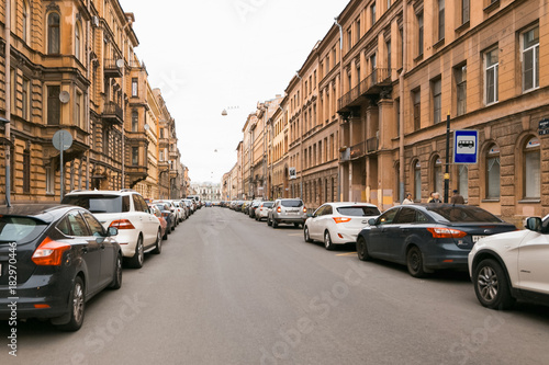 Petersburg  Russia - June 30  2017  movement of cars on the streets of the city.