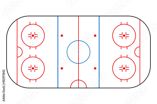 Ice hockey rink. Mockup background field for sport strategy and poster. Vector illustrator.