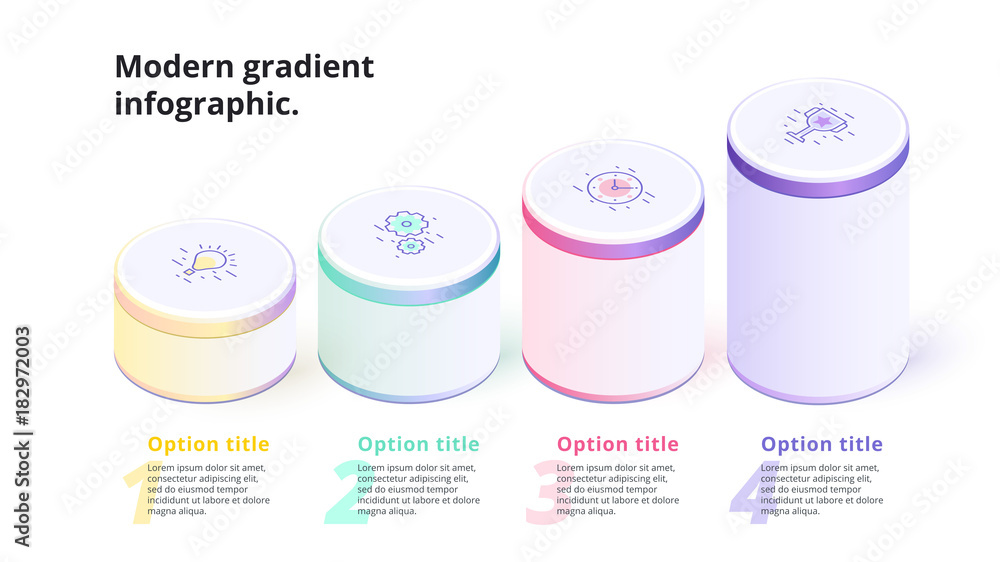 Vetor de Business 4 step process chart infographics with 3d columns ...