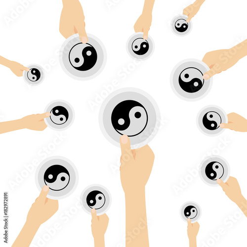 Hände zeigen Yin und Yang