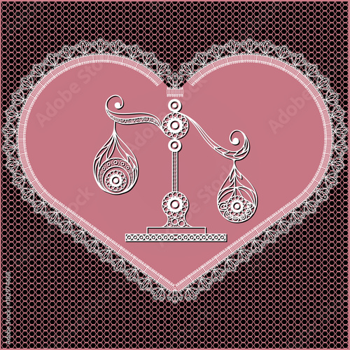 Graphical illustration of the heart with the sign of the zodiac 34