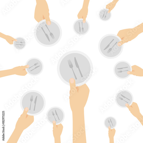 Hand hält Symbol - Gabel und Messer