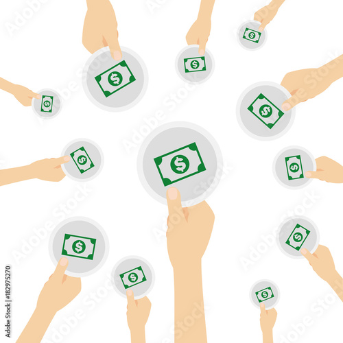 Hand hält Symbol - Geldschein - Dollar