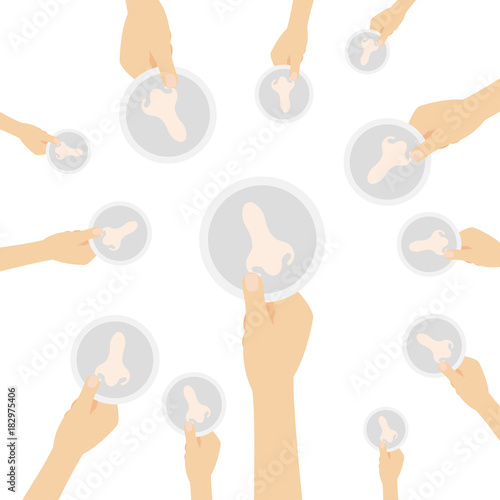 Hand hält Symbol - Nase