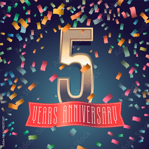 5 years anniversary vector icon, logo