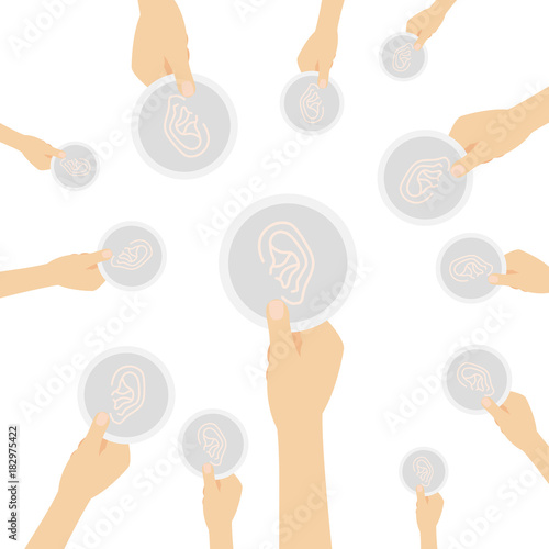 Hand hält Symbol - Ohr