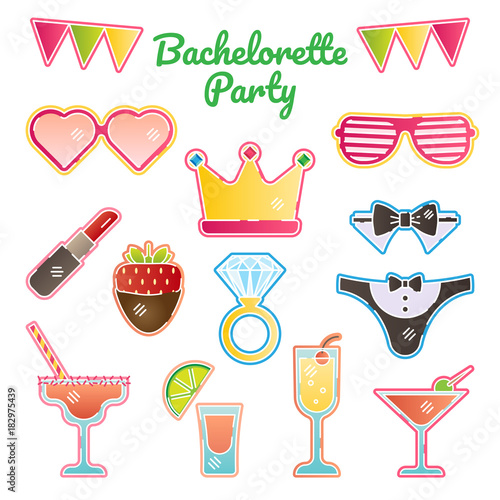 Hen / bachelorette party vector illustration kit 
