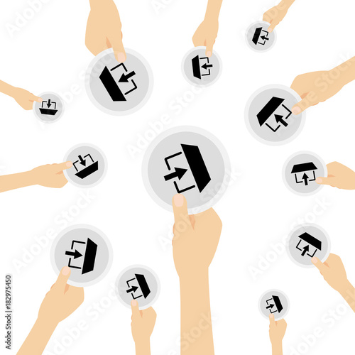 Hand hält Symbol - Notausgang