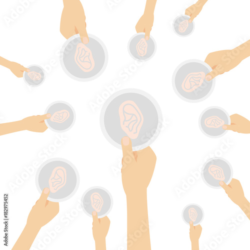 Hand hält Symbol - Ohrmuschel
