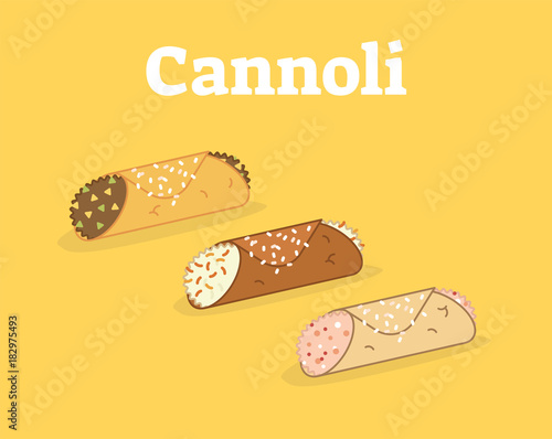 Italian Cannoli siciliani vector illustration