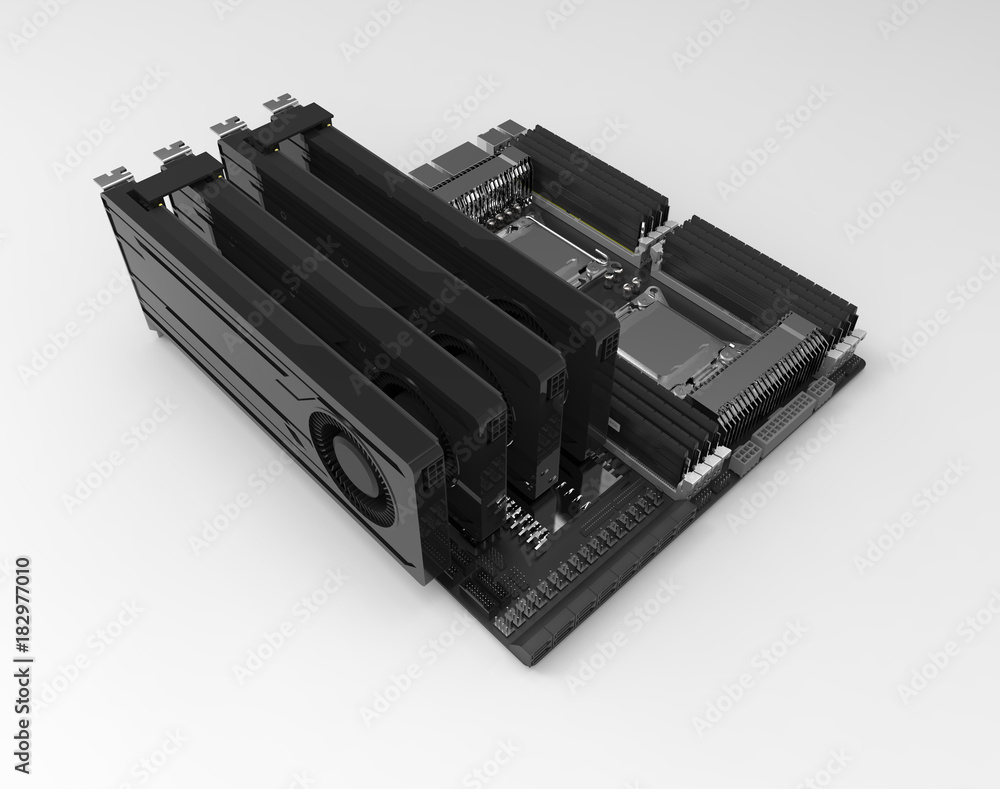 Motherboard - graphic card isolated on white Motherboard - graphic card isolated on white