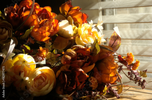 Beautiful flower bouquet with warm colors