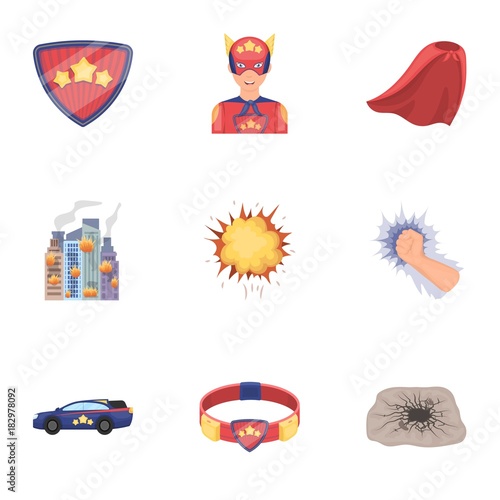 Shield, protection, superman, and other web icon in cartoon style.Opportunities, assistance, rescue icons in set collection.