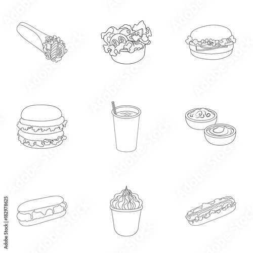 Food, fast, cafe and other web icon in outline style.Bowl, lettuce, cucumbers icons in set collection.