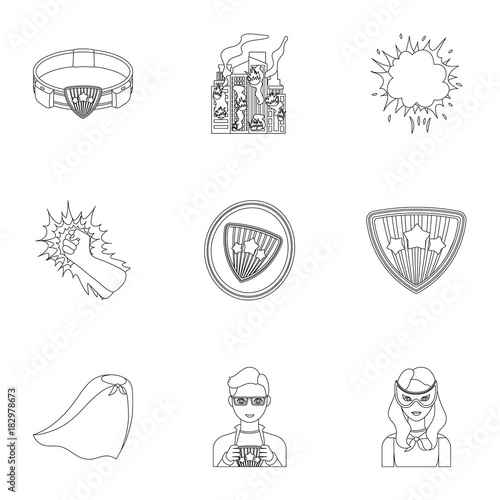 Shield, protection, superman, and other web icon in outline style.Opportunities, assistance, rescue icons in set collection.