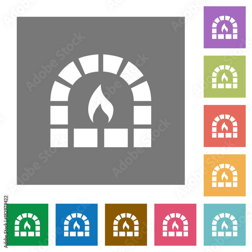 Stone oven square flat icons