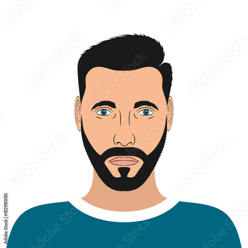 Portrait of a young man with beard and hair style. Male avatar. Vector illustration.