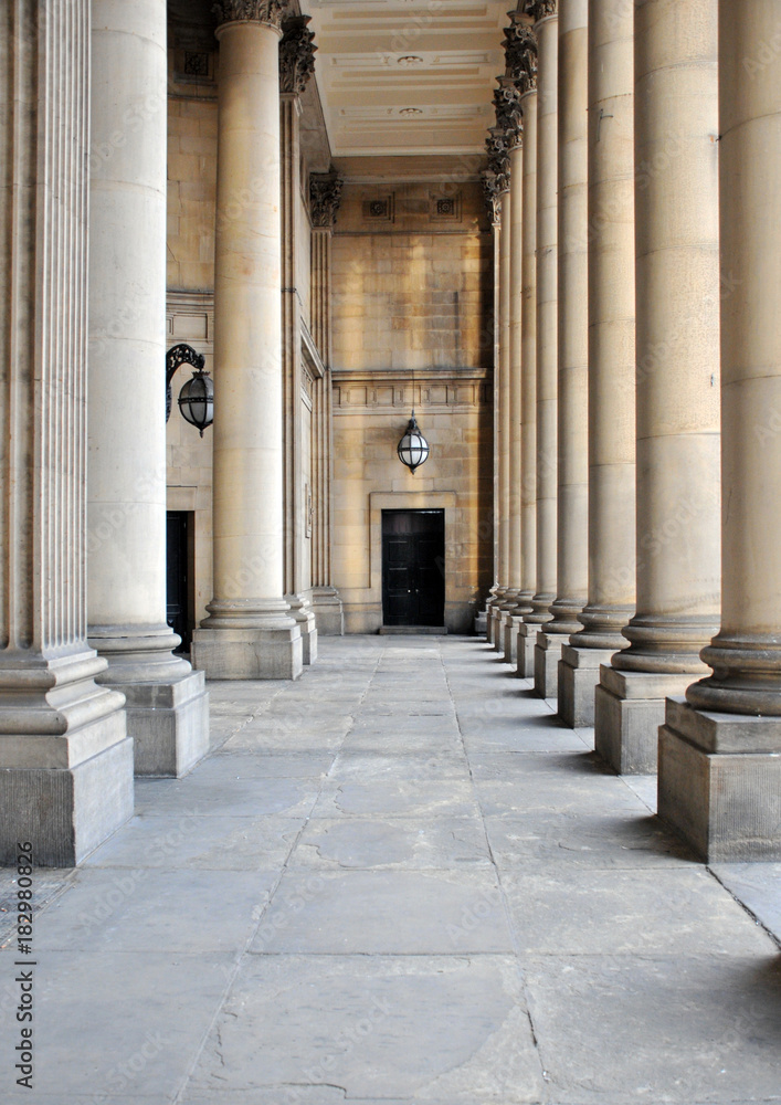 columns and portico of leeds town hall in west yorkshire