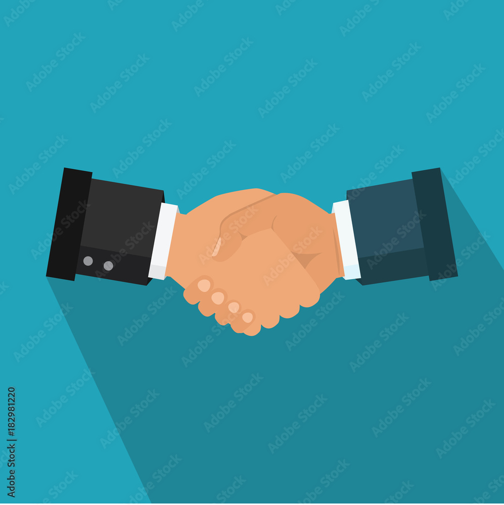 Handshake, business partnership. Symbol of success deal, happy business partnership, agreement. Flat design isolated on background. Vector illustration. Handshake, business partnership. Symbol of success deal, happy business partnership, agreement. Flat design isolated on background. Vector illustration.