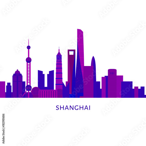 Flat building of China country  travel icon landmark . Shanghai City architecture. Asian travel vacation sightseeing.
