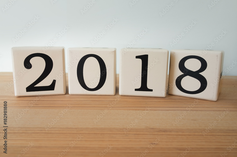 2018 spelled out in numbers on wood blocks 2018 spelled out in numbers on wood blocks